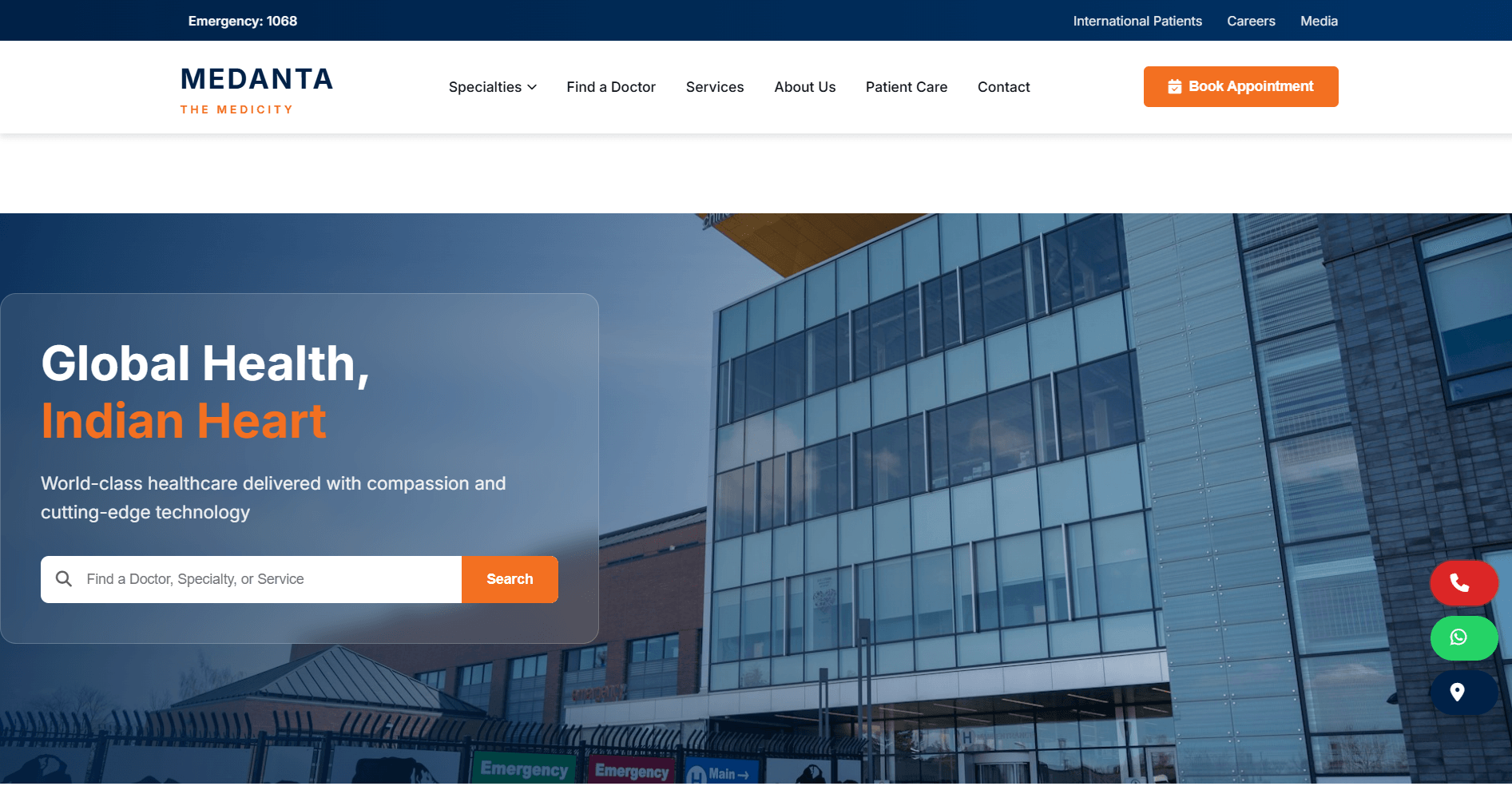 Medanta Inspired Healthcare Website Template – Hospital, Clinic & Medical UI (HTML, CSS, JavaScript) - Image 1