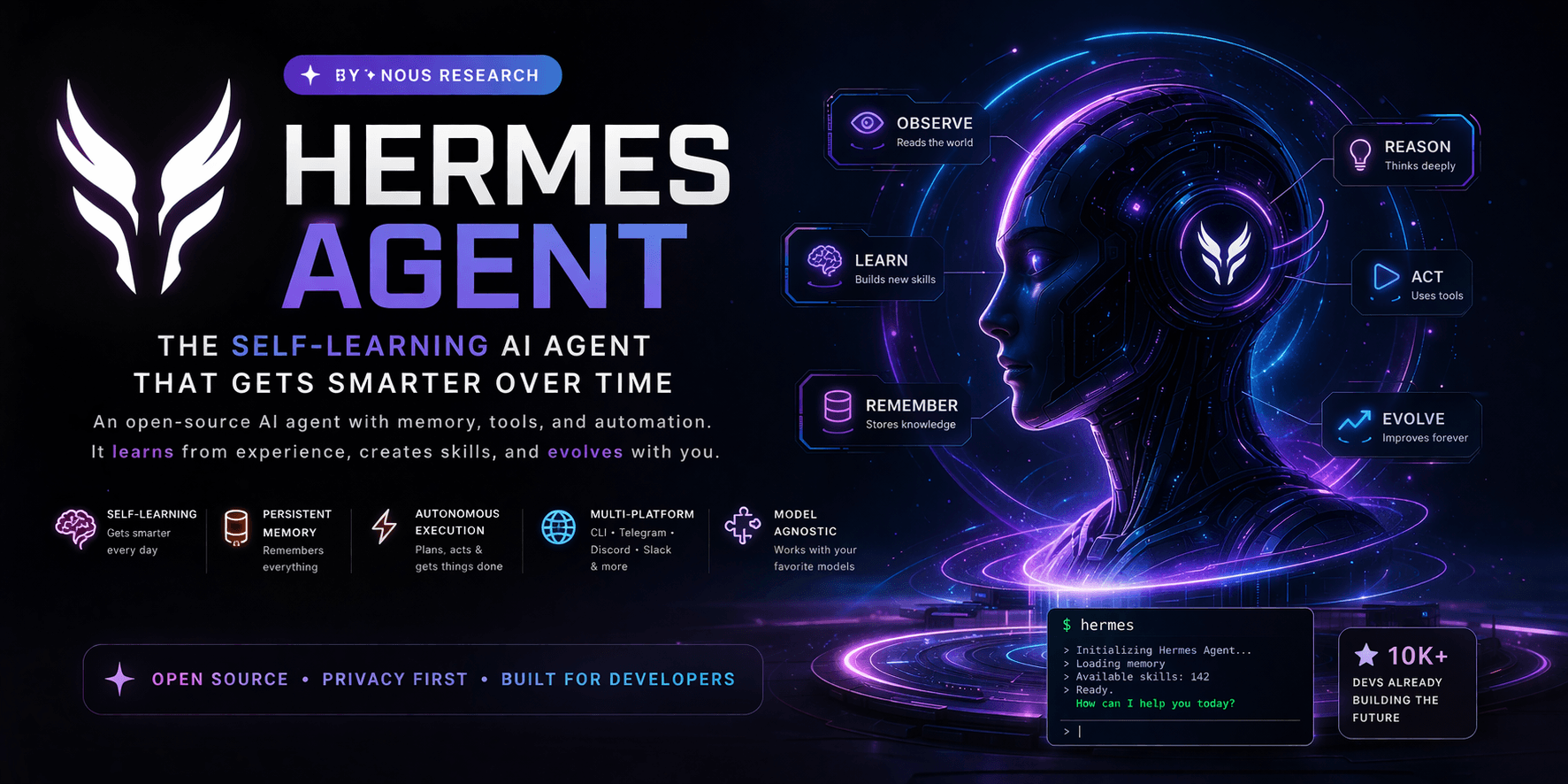 Hermes Agent – Self-Learning Open Source AI Agent with Memory & Automation (Free Developer Tool) - Image 1