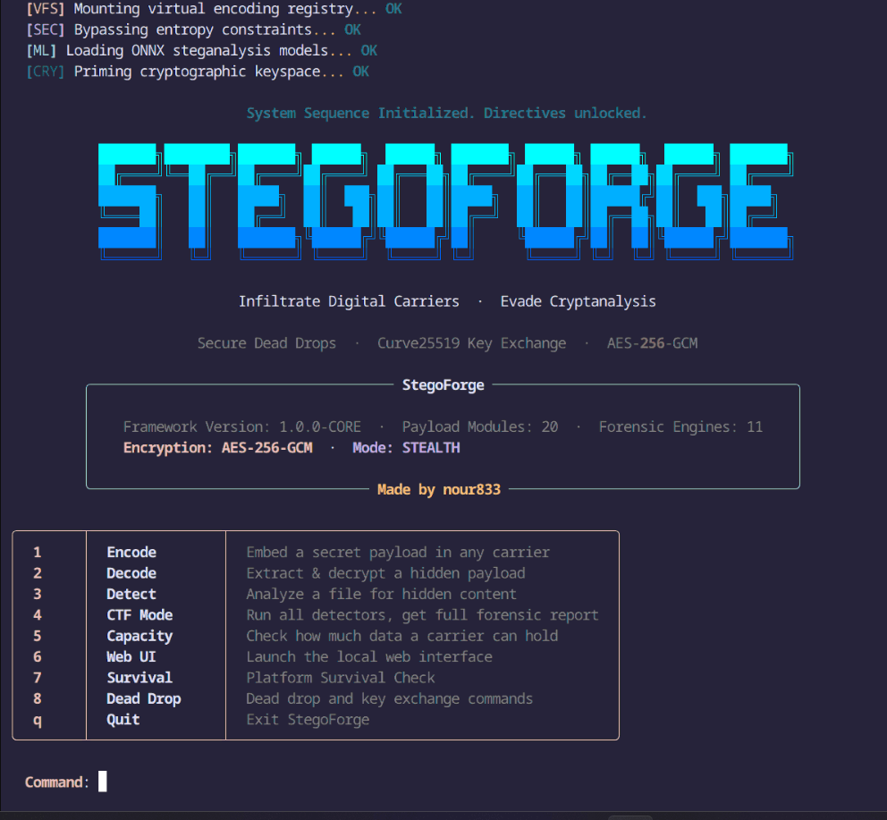 StegoForge – AI Steganography Tool for Image, Audio & Video | Cybersecurity & Digital Forensics Toolkit - Image 1