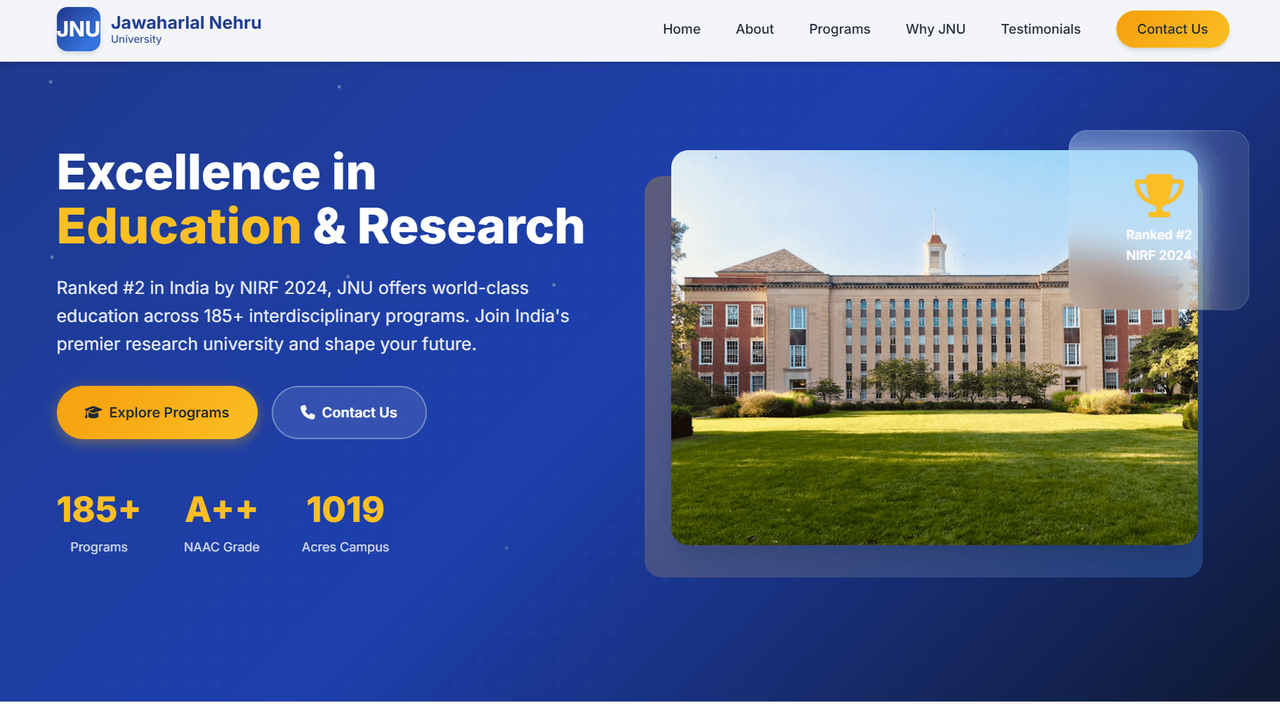 Modern University Landing Page Template – Responsive HTML CSS JS Education UI Design - Image 1