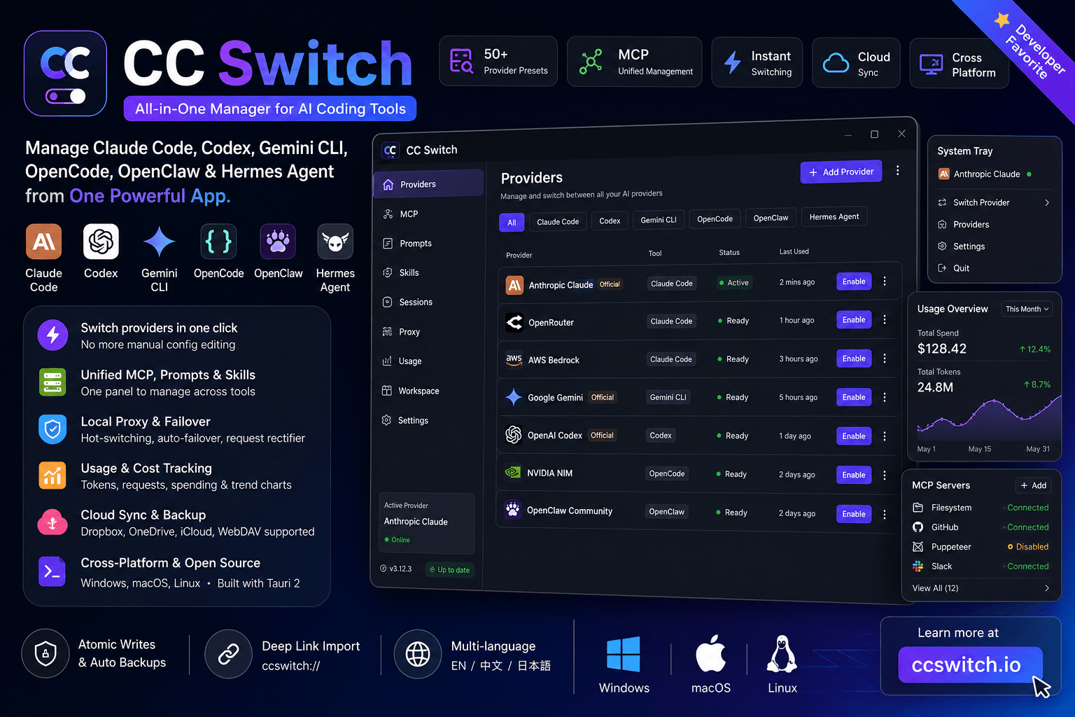 CC Switch – Ultimate AI CLI Manager for Claude Code, Codex, Gemini CLI & OpenCode - Image 1